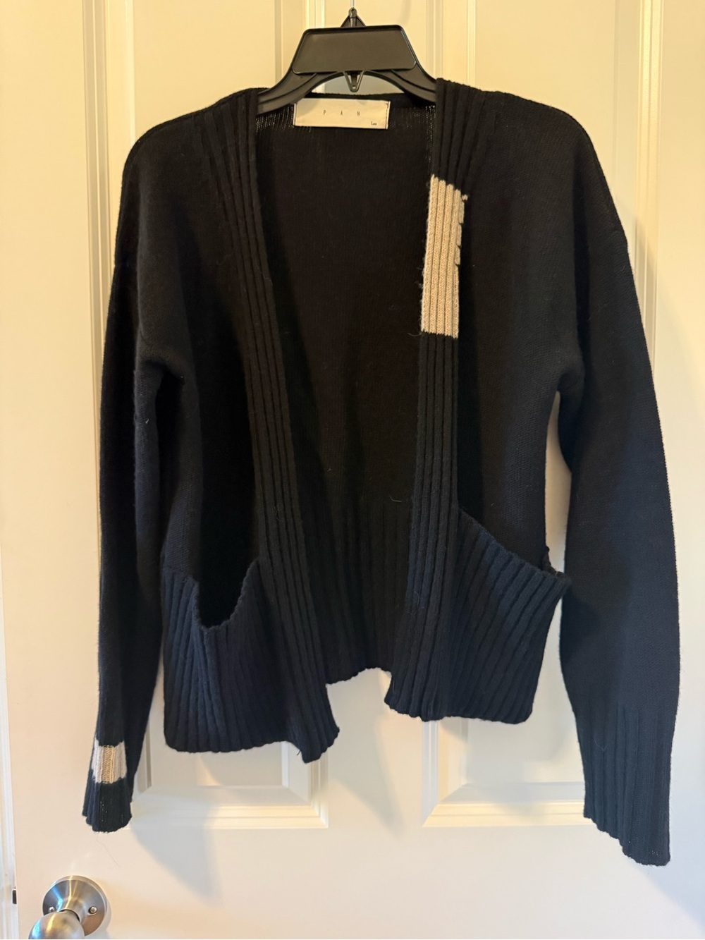 Black Open-Front Ribbed Pocket Sweater Cardigan